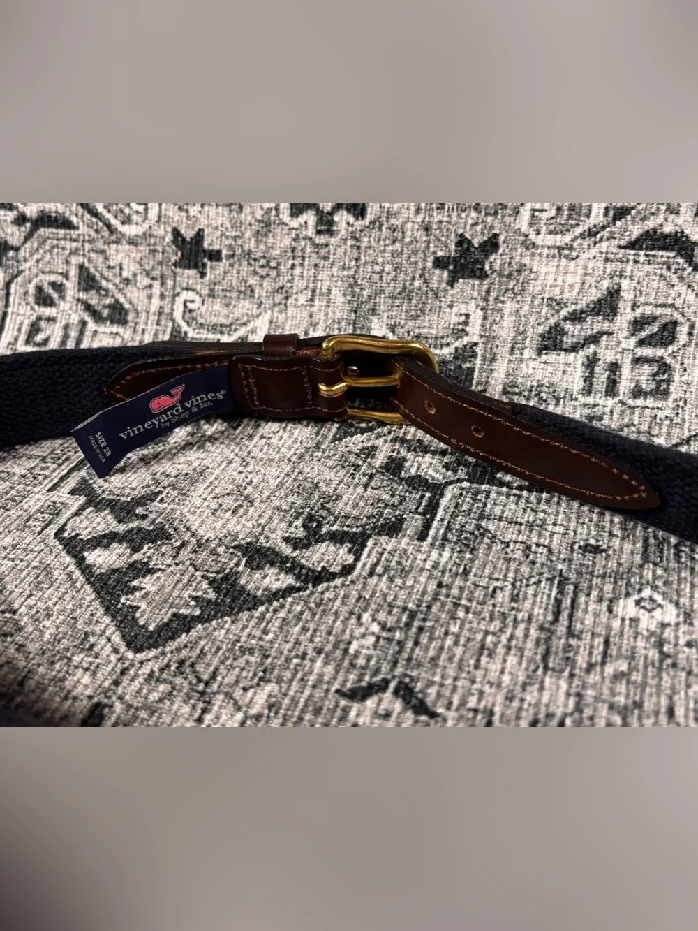 Vineyard Vines Pink Whale Motif Leather-Trim Belt size‎ 28